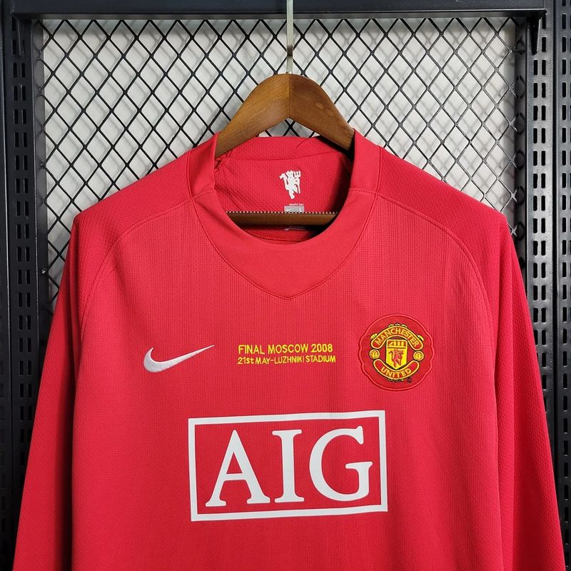 Retro Manchester United 2007-2008 UCL home Long Sleeve image 3